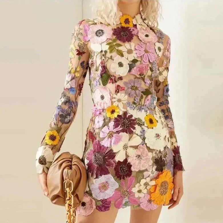 Nancy Flower Embroidered Dress for Women Wedding Guest Look