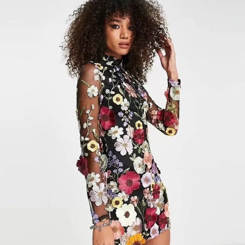 Nancy Flower Embroidered Dress for Women Wedding Guest Look