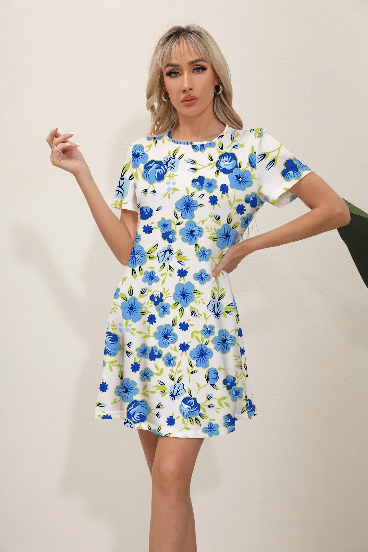 Fresh Summer Sweet Solid Lace VNeck Waist Panel Midi Dresses