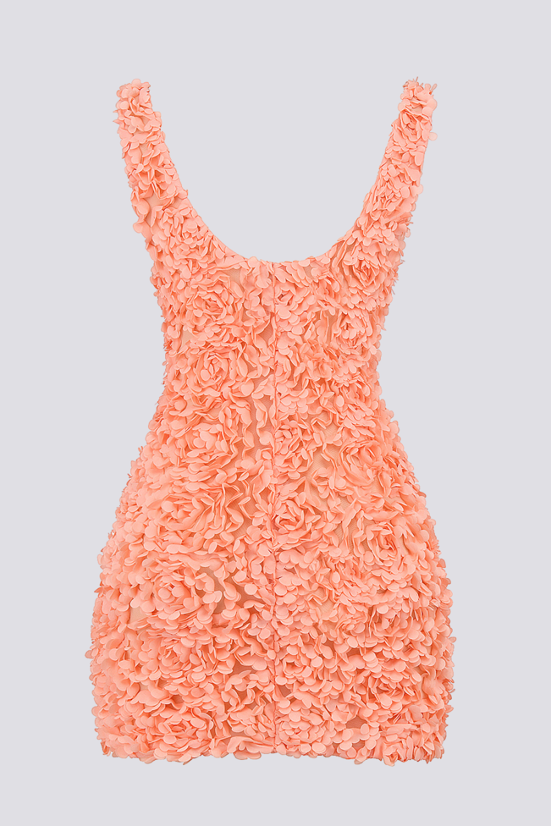 Tatiana Minimalist Flower Mini Dress with Plunging Neckline Evening Wear Edit