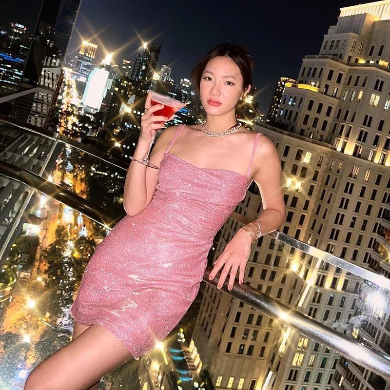 Backless Glitter Mini Dress