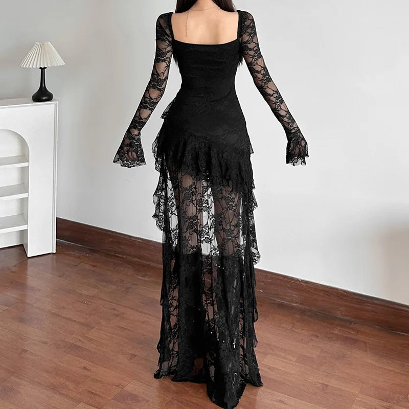 Lace Goth Mullet Mini Dress