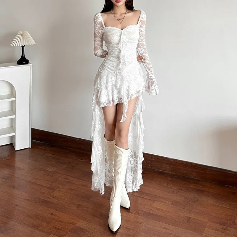 Lace Goth Mullet Mini Dress