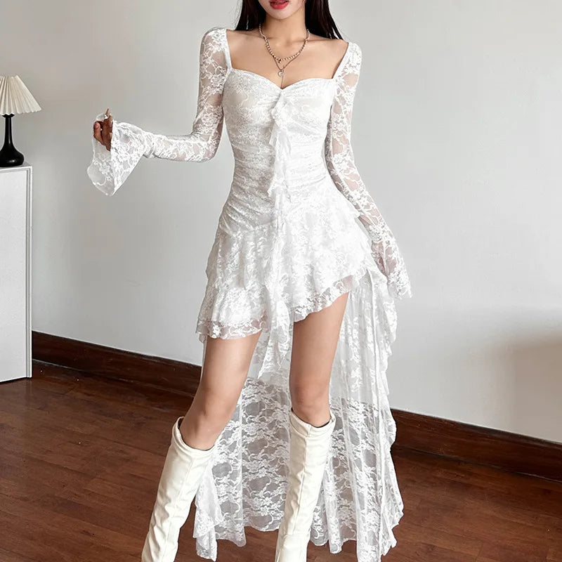 Lace Goth Mullet Mini Dress