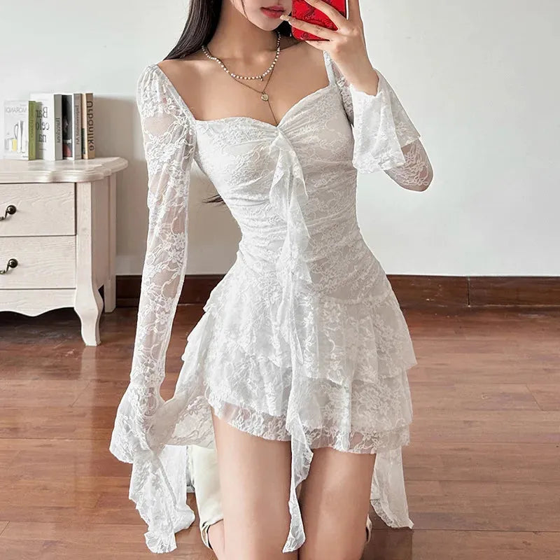 Lace Goth Mullet Mini Dress