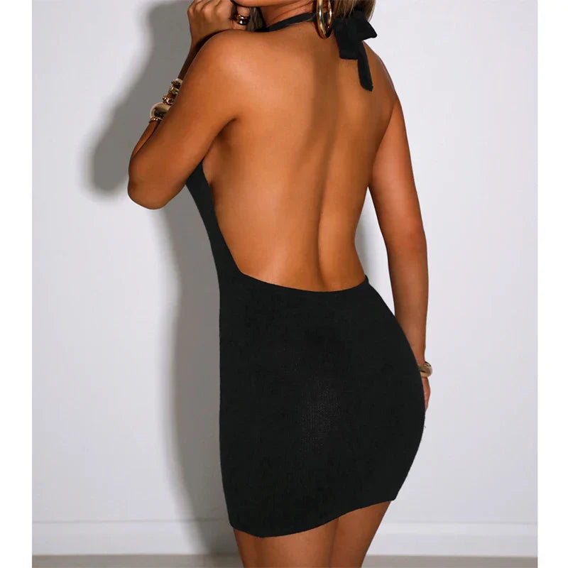 Strap Spaghetti Backless Lace Club Mini Dress