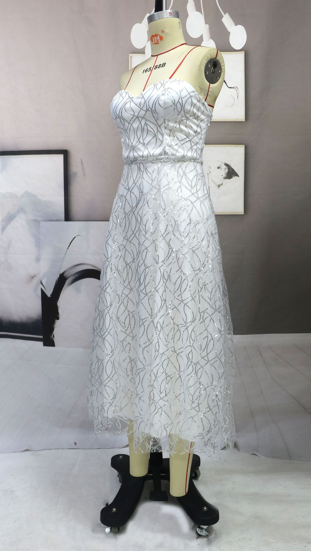 Kissnovaa - Slim Off Shoulder Sexy Party Tube Top Sequins Celebrity Dresses