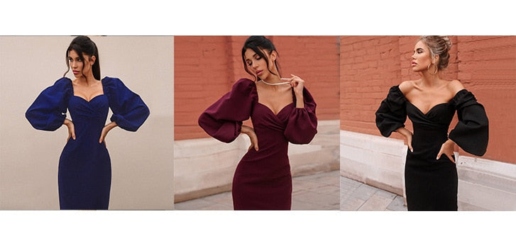 Classic Christmas Evening Sophisticated Date Office Party Midi Dress