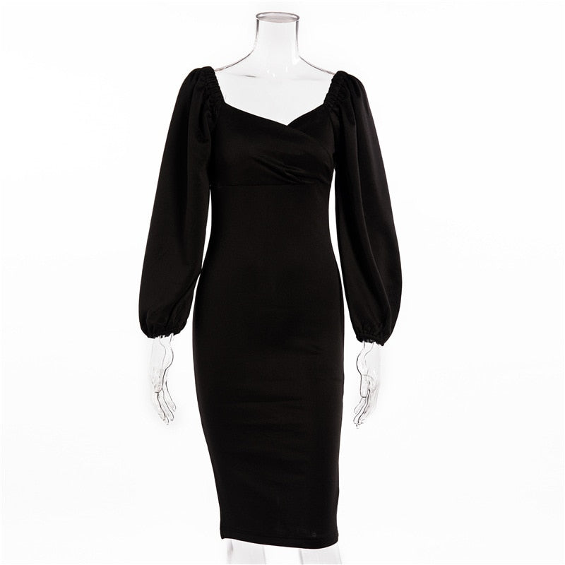 Classic Christmas Evening Sophisticated Date Office Party Midi Dress