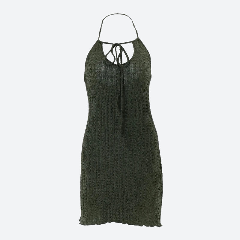 Neck Halter Knitted Mini Dress