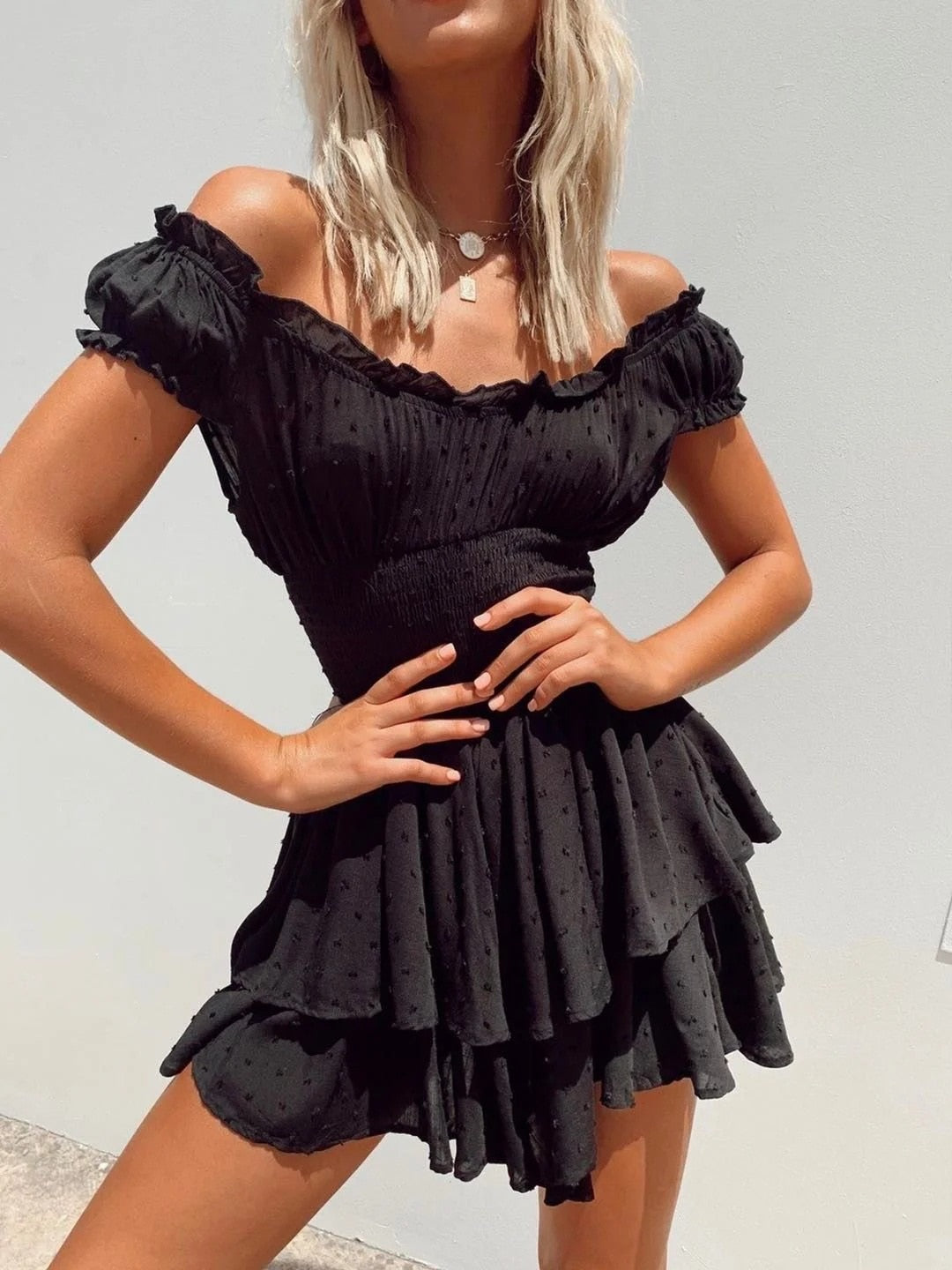 Irregular Bohemian Ruffles Mini Dress