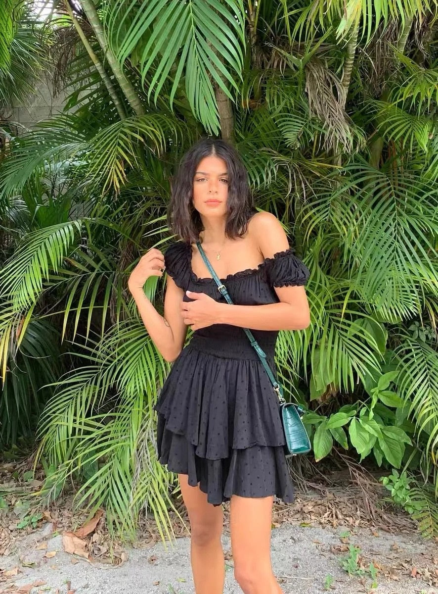 Irregular Bohemian Ruffles Mini Dress