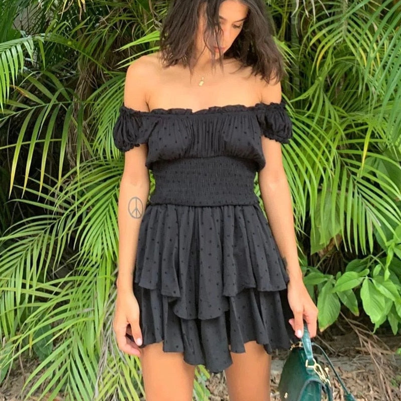 Irregular Bohemian Ruffles Mini Dress