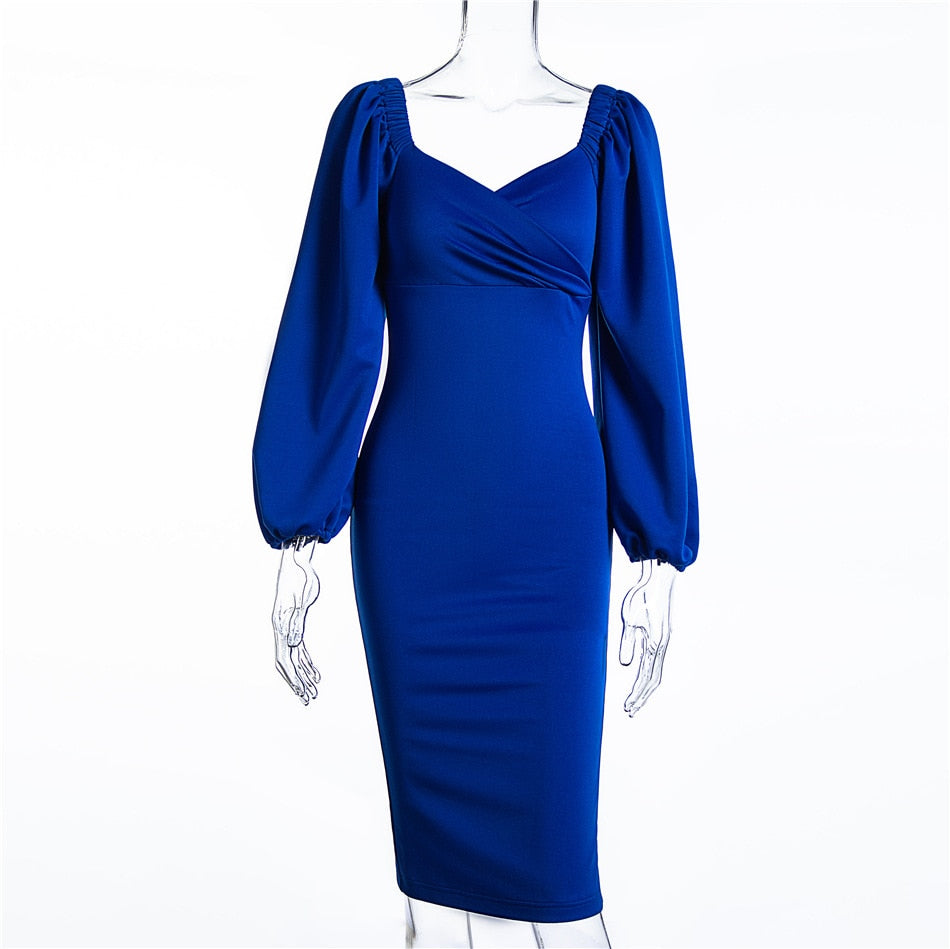 Classic Christmas Evening Sophisticated Date Office Party Midi Dress