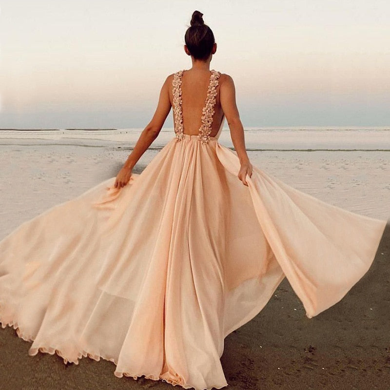 Kissnovaa - Fashion Sleeveless Green A Line Sexy Backless Prom Dresses