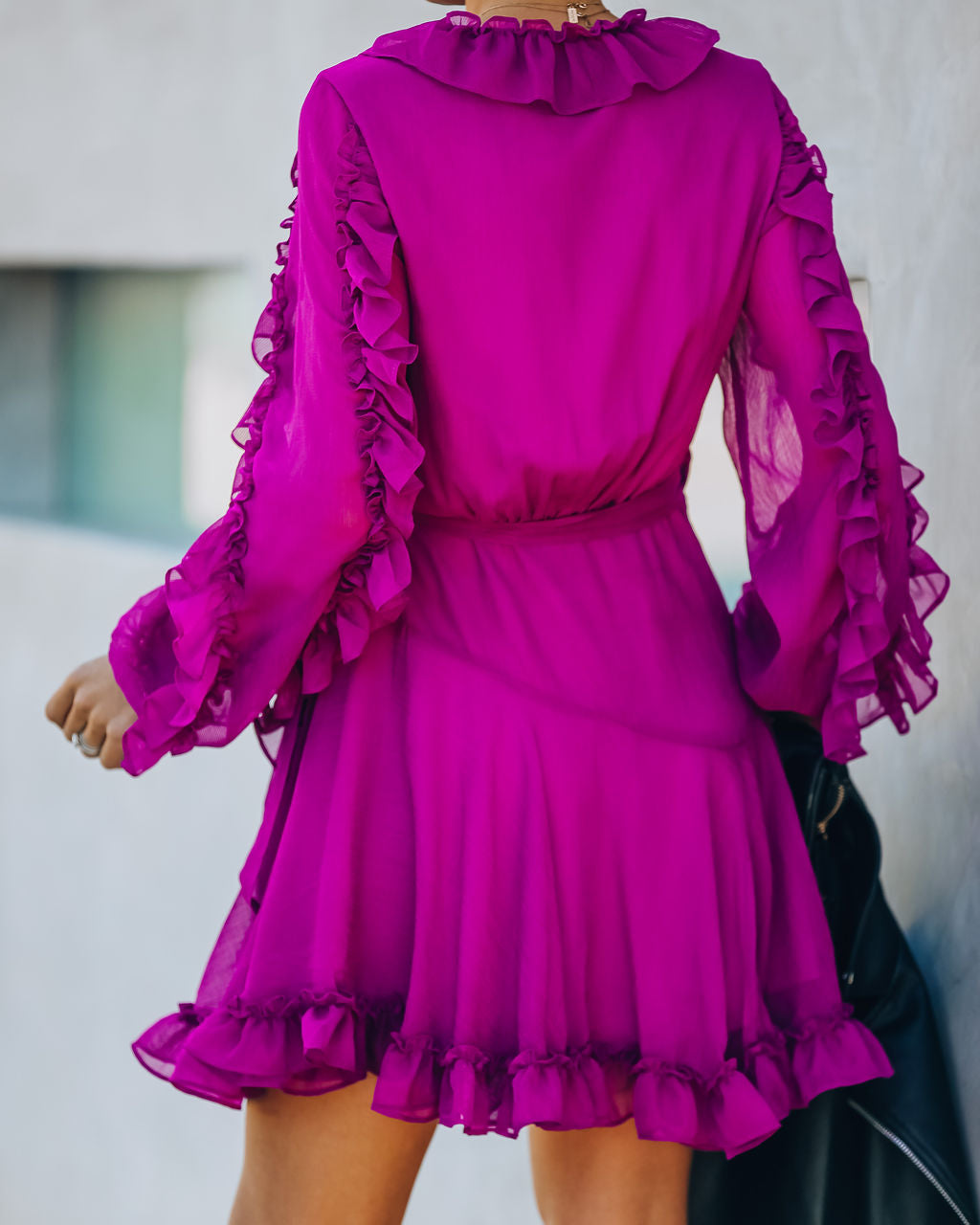 With Away Me Ruffle Wrap Dress Berry