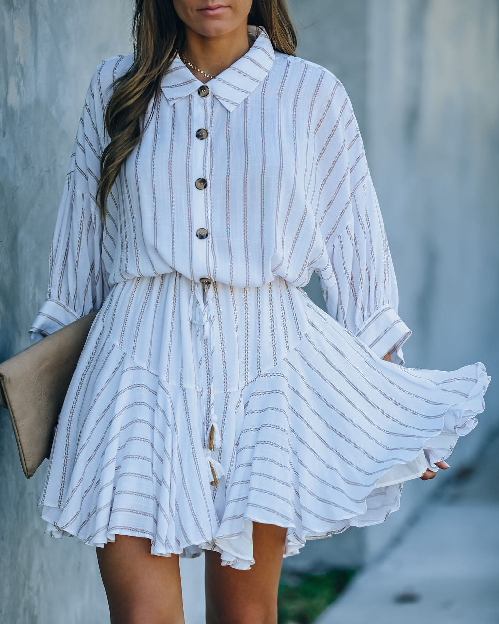 Striped Hina Button Down Shirt Dress