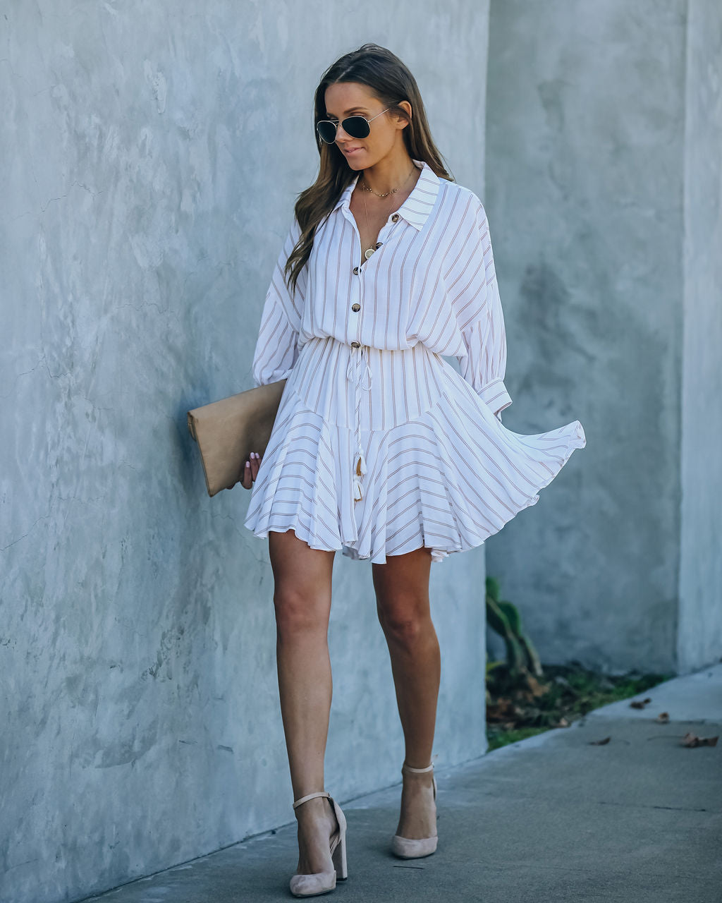 Striped Hina Button Down Shirt Dress