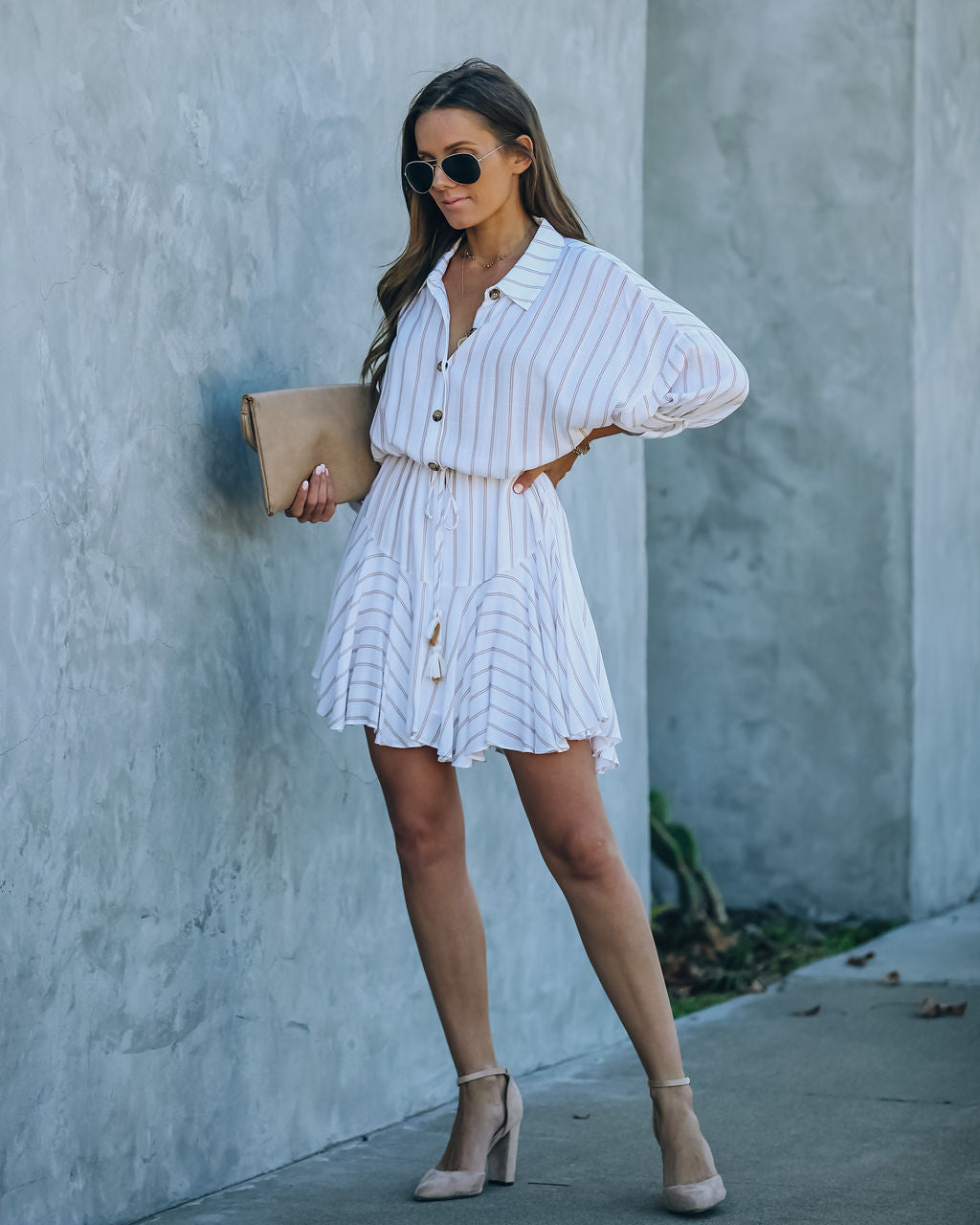 Striped Hina Button Down Shirt Dress