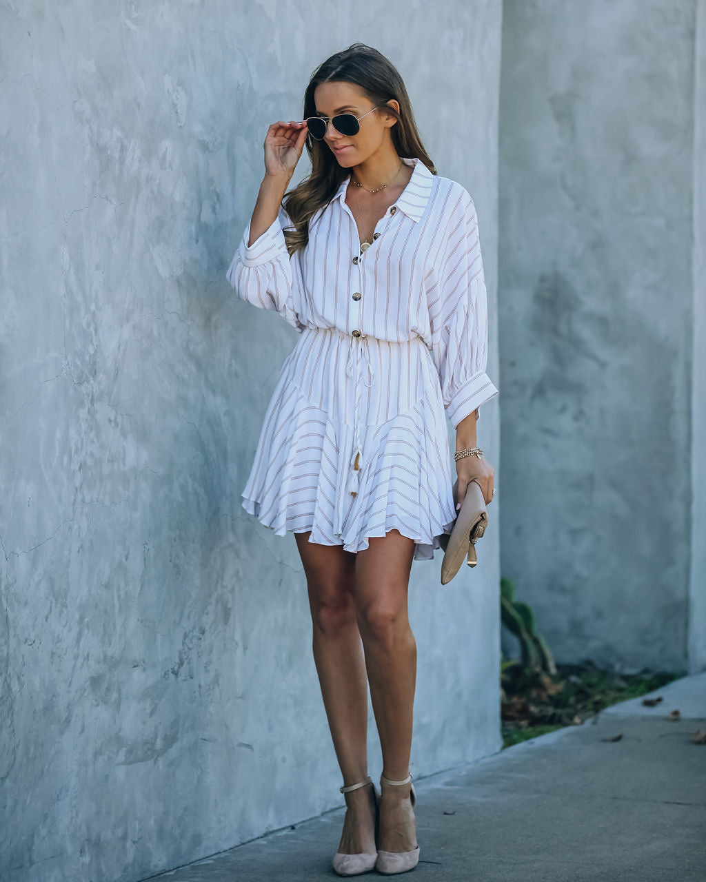 Striped Hina Button Down Shirt Dress