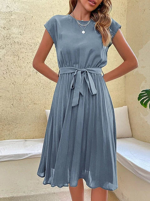 Premium Paula Cecilia Mini Dress with Short Sleeves and Pleats Boutique Collection
