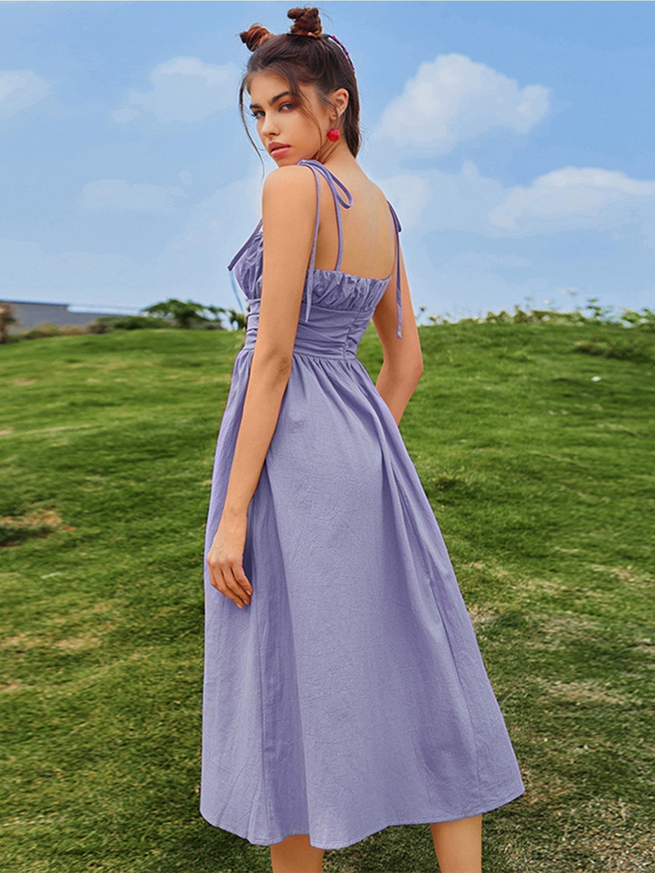 Straps Knot Ruched Bust Cami Dress