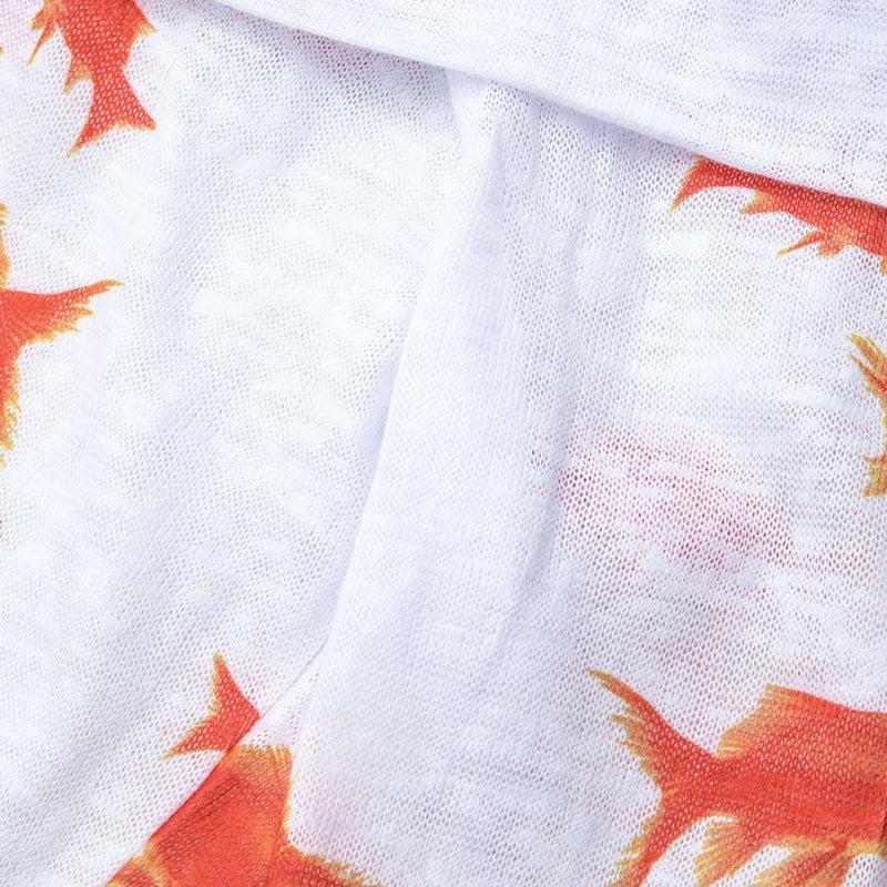 Fish Koi Printed Mesh Mini Dress