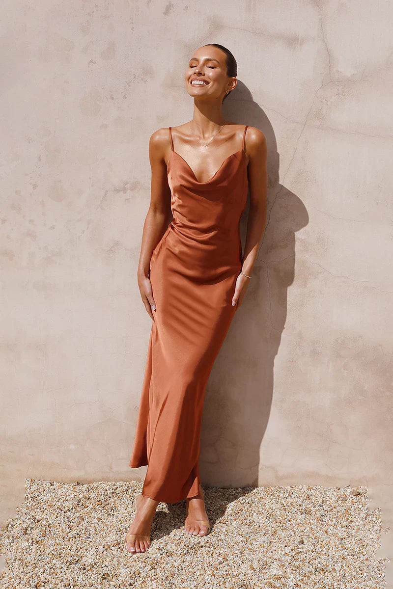 Viviana Aesthetic Maxi Dress Copper Premium Edit