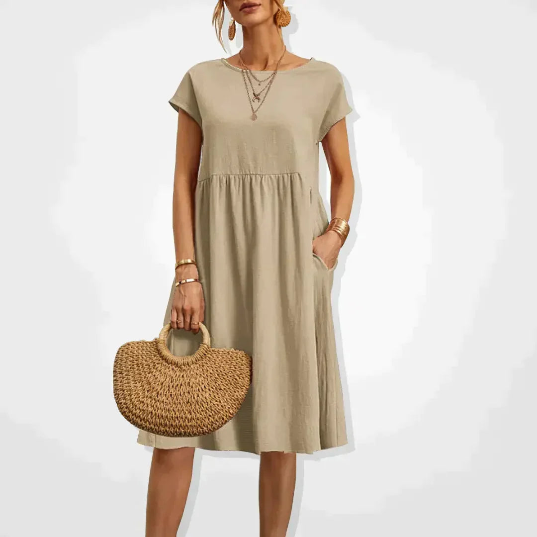 Hestia Comfortable Flowy Midi Dress for Women Comfortable Comfortable Fit
