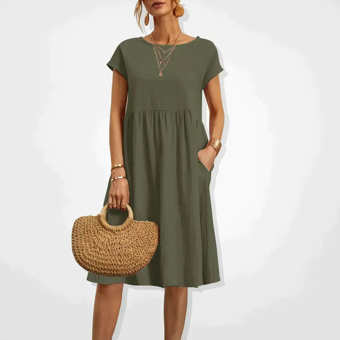 Hestia Comfortable Flowy Midi Dress for Women Comfortable Comfortable Fit