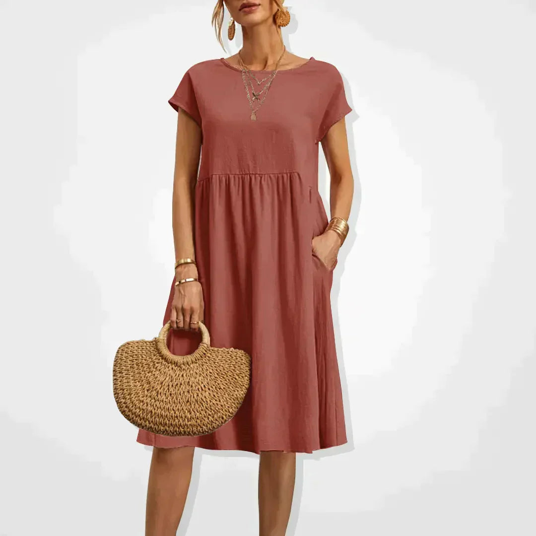 Hestia Comfortable Flowy Midi Dress for Women Comfortable Comfortable Fit