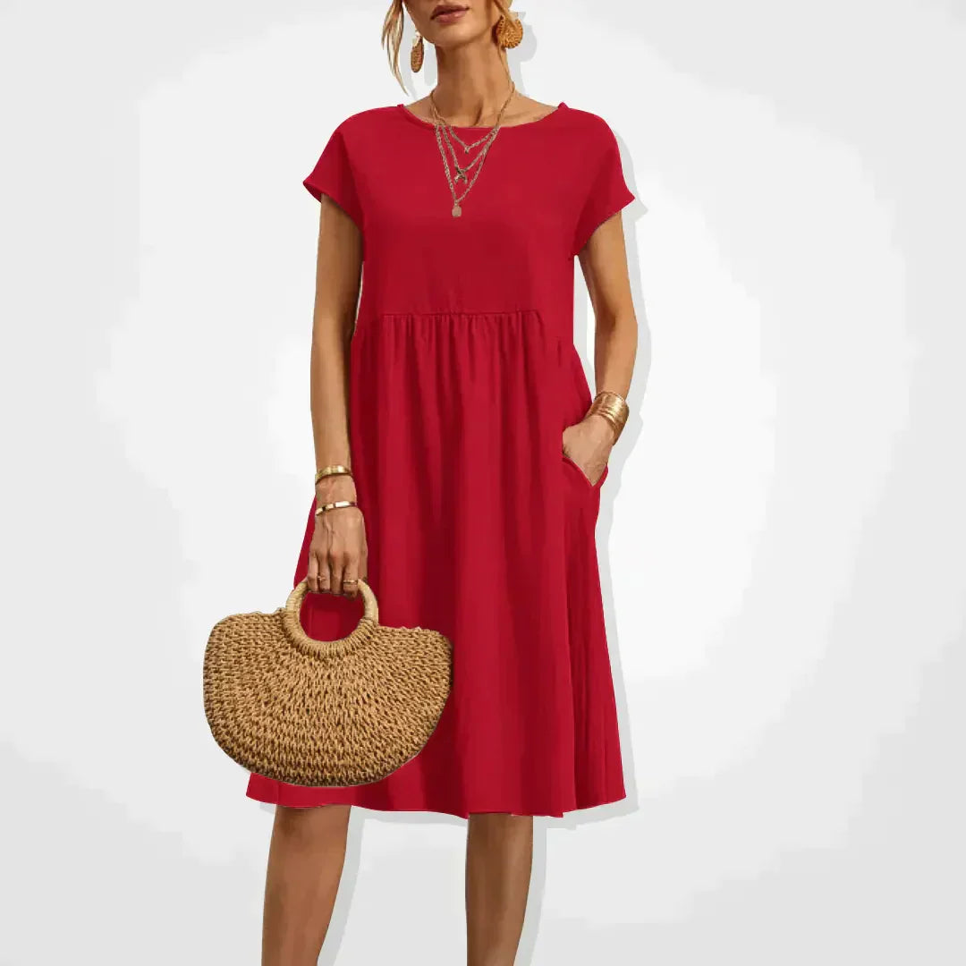 Hestia Comfortable Flowy Midi Dress for Women Comfortable Comfortable Fit