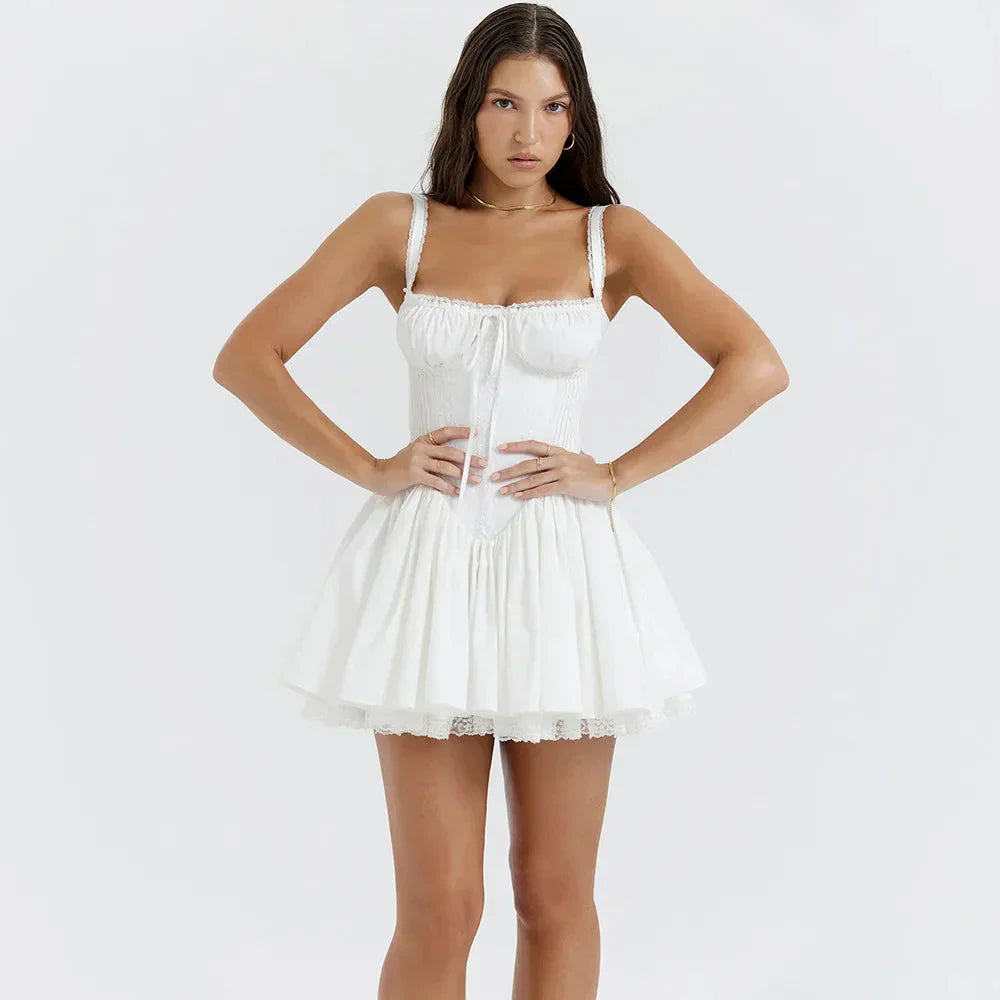 Ruffled Lace Corset Mini Dress