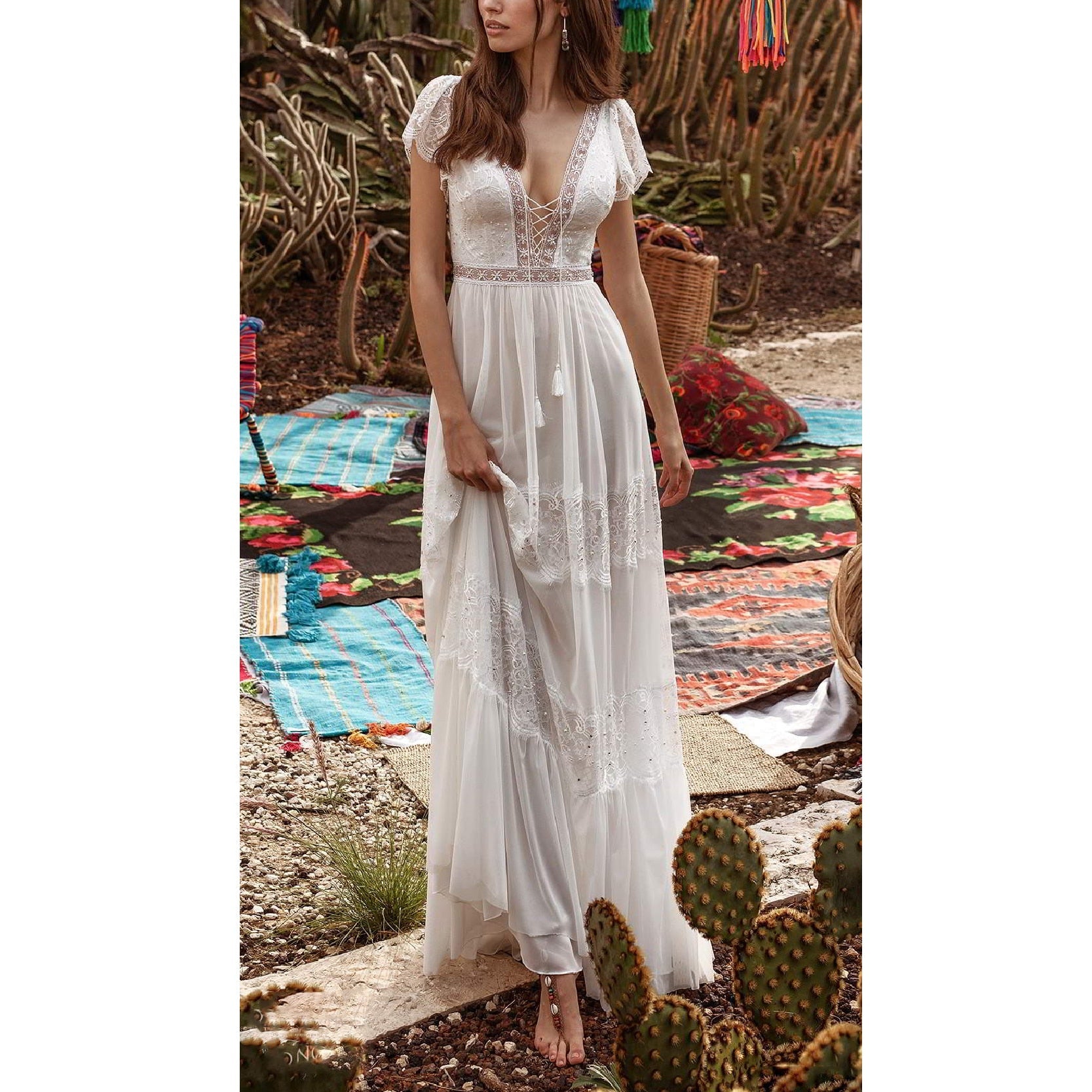 Kissnovaa - Easygoing Brand Sleeveless V-Neck Dress