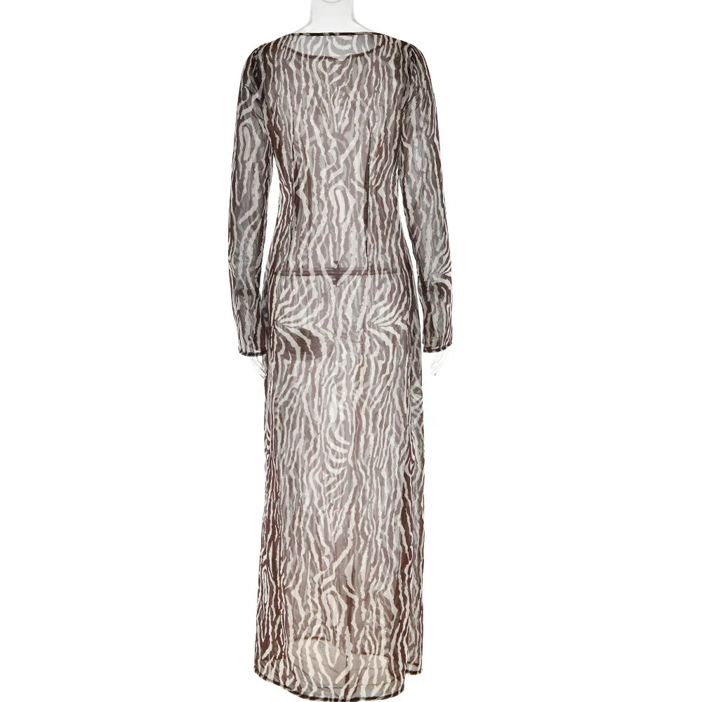 2024 Refined Chiffon Print Long Sleeve Maxi Summer Floral Dress
