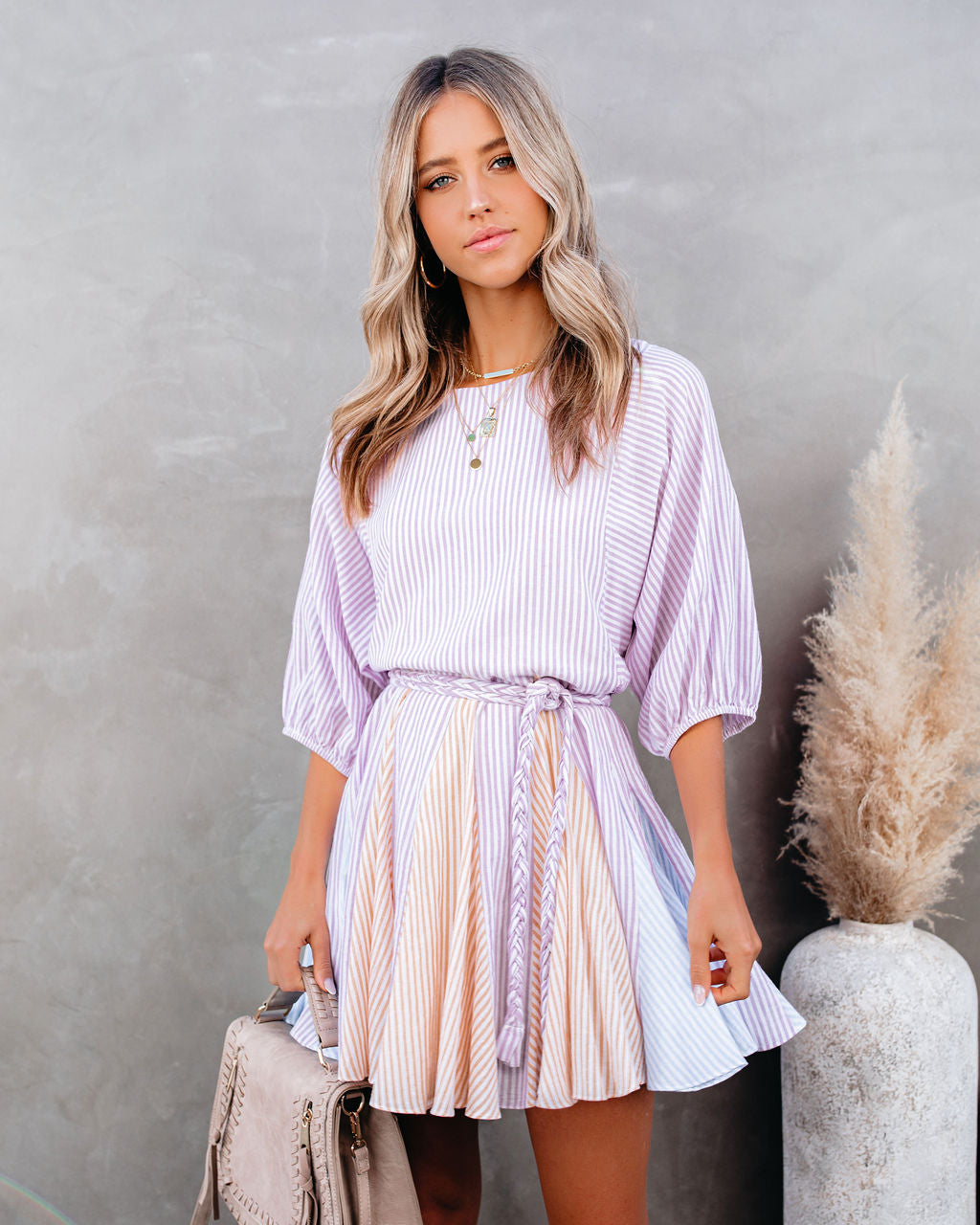 Cotton Montauk Blend Striped Rope Tie Dress
