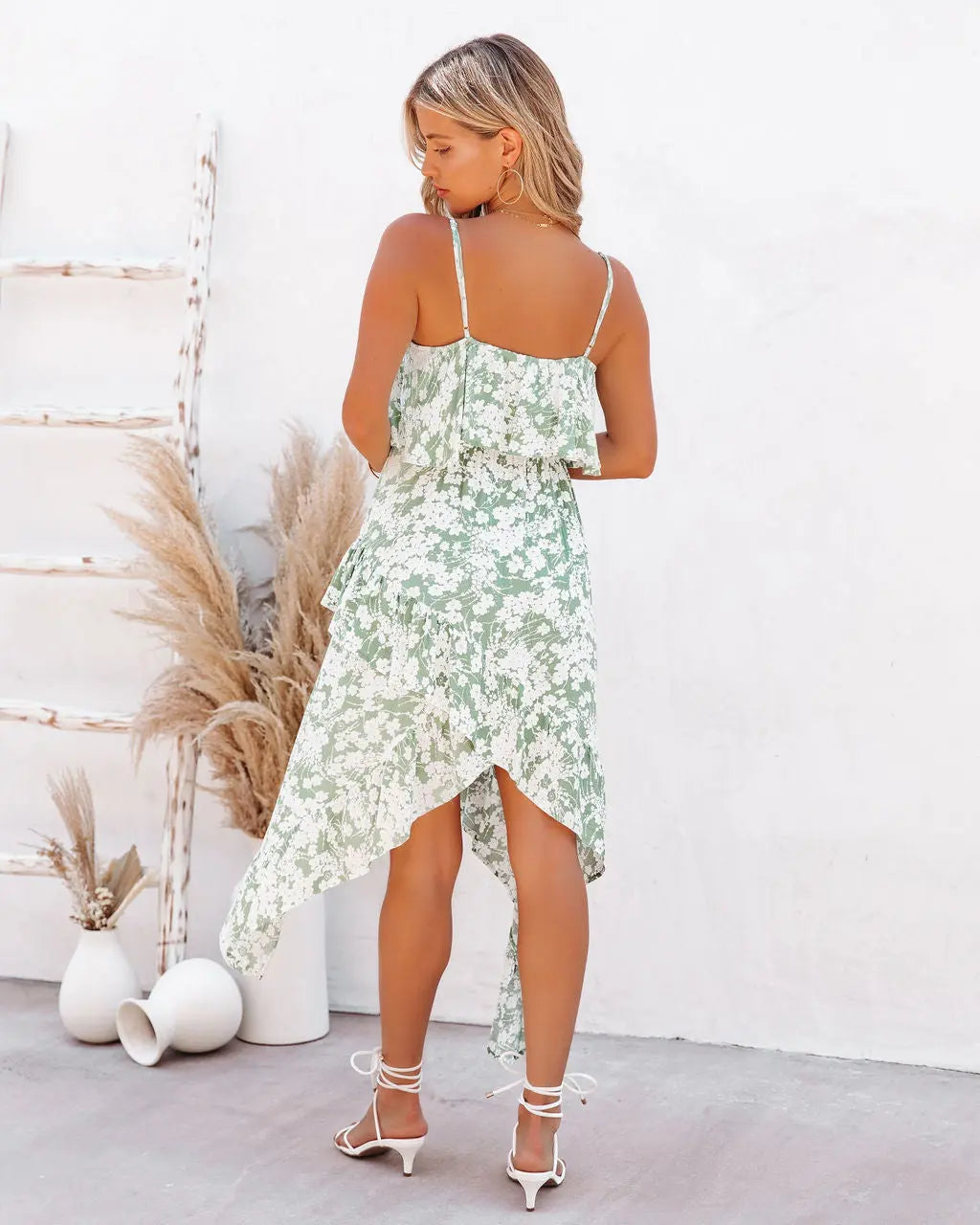 Maeve Flower Asymmetrical Midi Dress