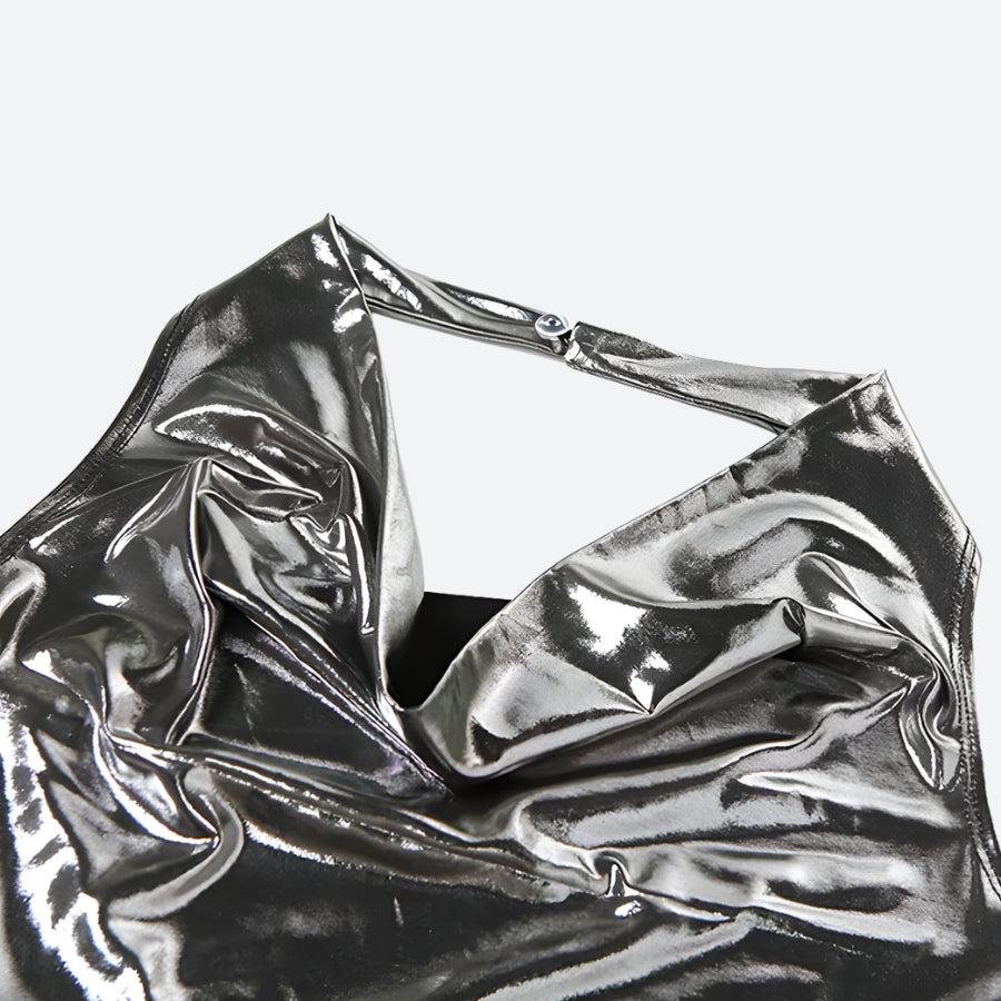 Halter Metallic Neck Mini Dress