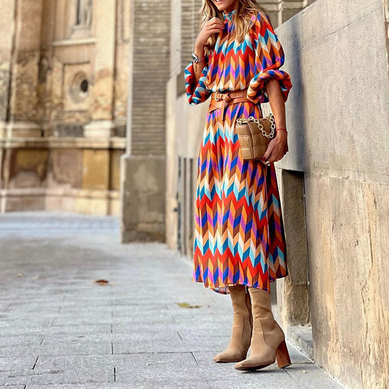 Mónica Minimalist Sophisticated Printed Midi Dress Designer Edit