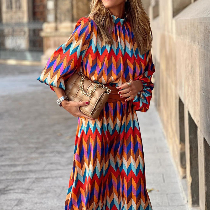 Statement Inés Formal Printed Midi Dress Chic Silhouette Collection