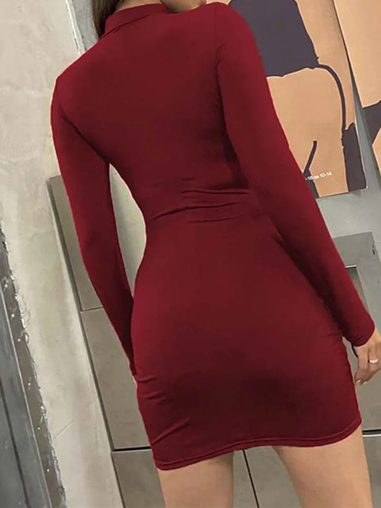 Arrival New Turtleneck Skinny Mini Chest Pleated Midi Dresses