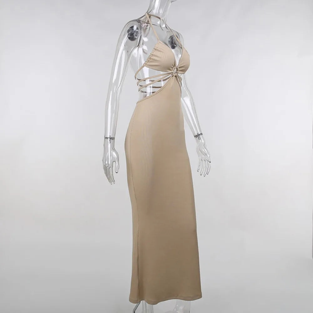 2024 Graceful Backless Club Party Sleeveless Maxi Cut Out Dresses