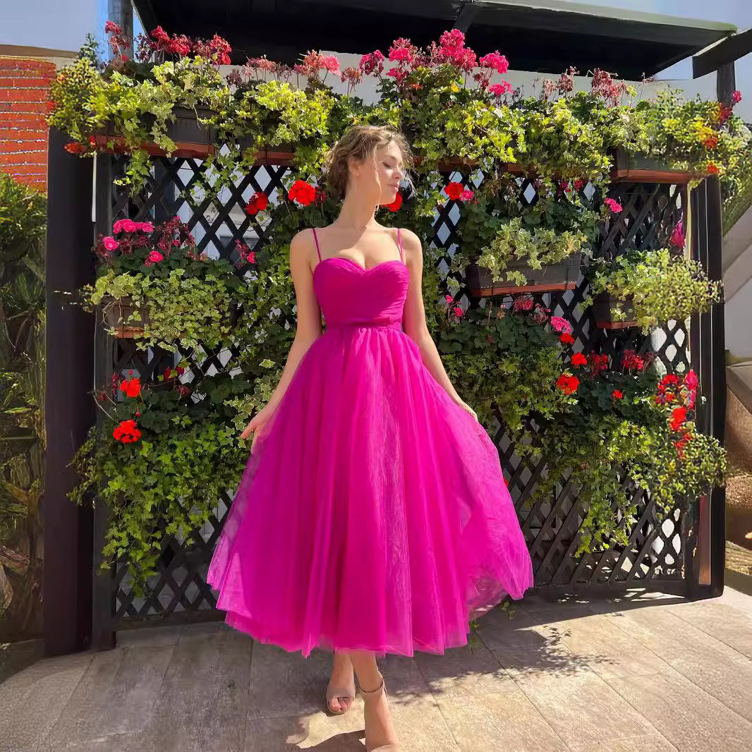 Size Plus Strap Solid Color Dress Midi Dress