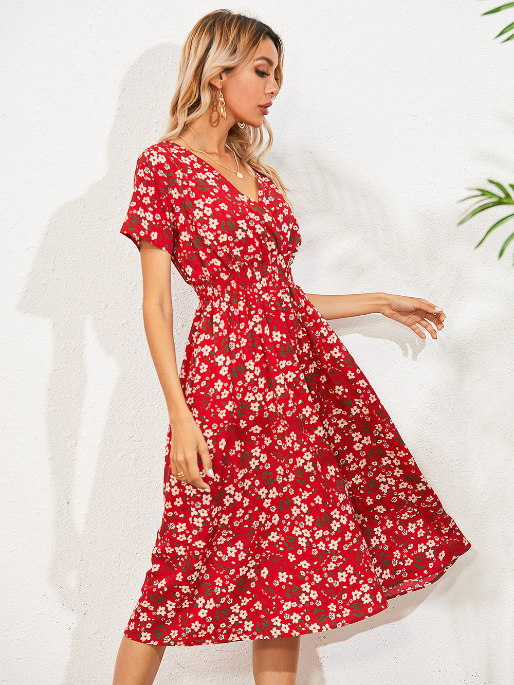 Theodora Botanical Ruffle Mini Dress FINAL