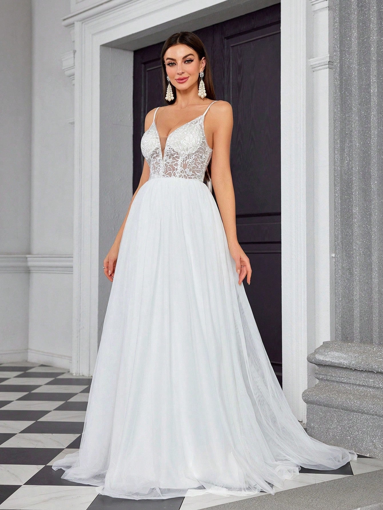 Suspender Tube Top Light Wedding Dress Minimal Travel Photography Dress Prom Evening Dress