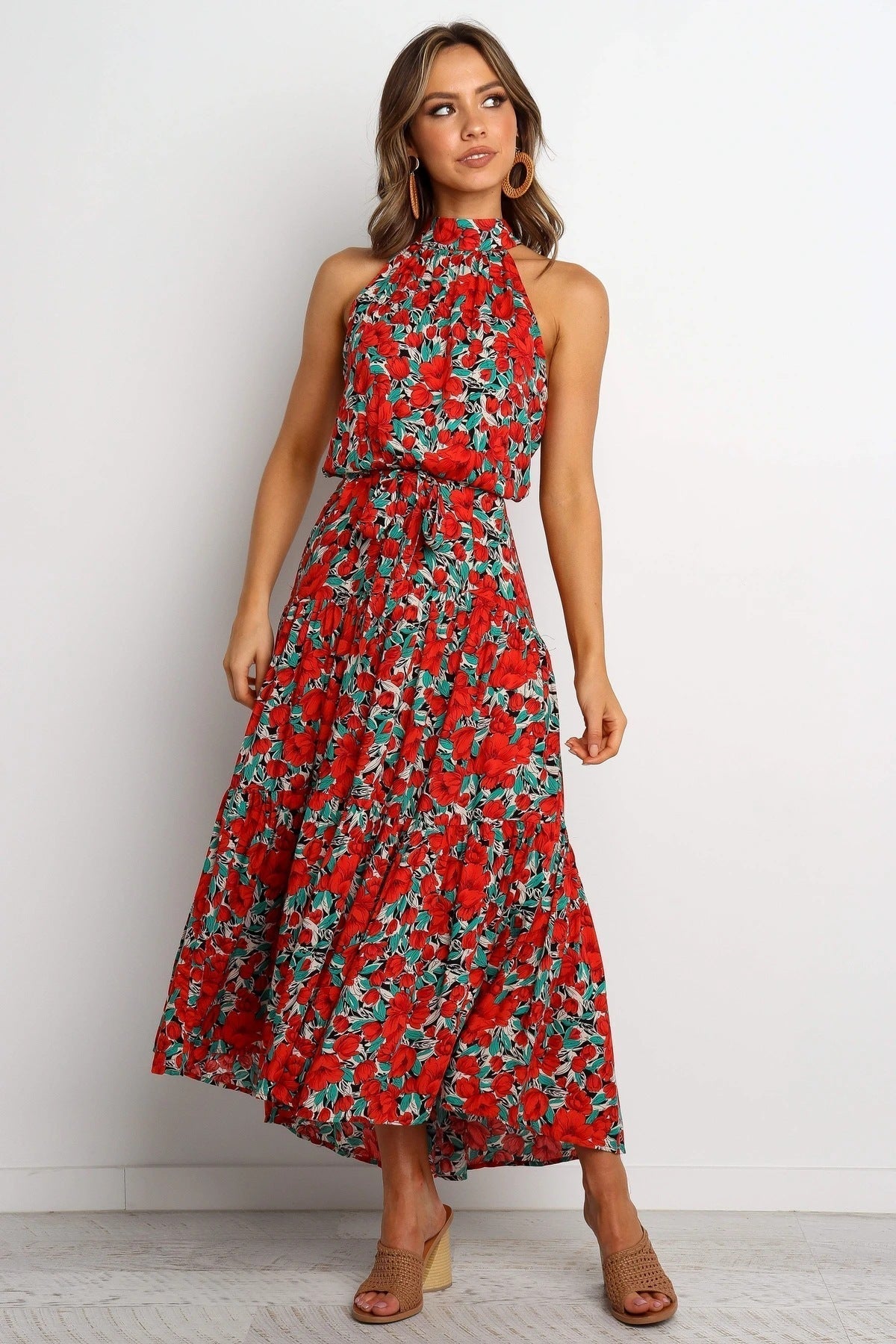 Know It All Botanical Pleated Midi Dress