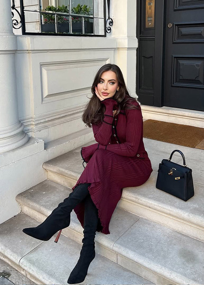 Ribbed Emilia Knit Polo Midi Dress
