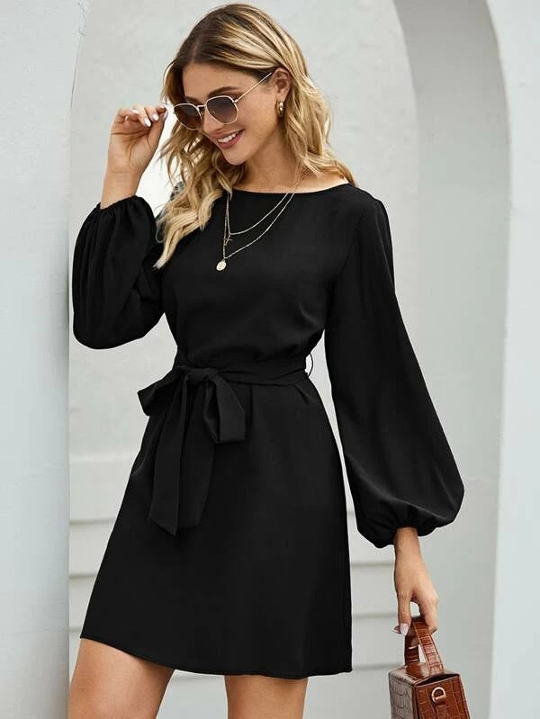 Elevated Relaxed Sweatshirt Tie Dress