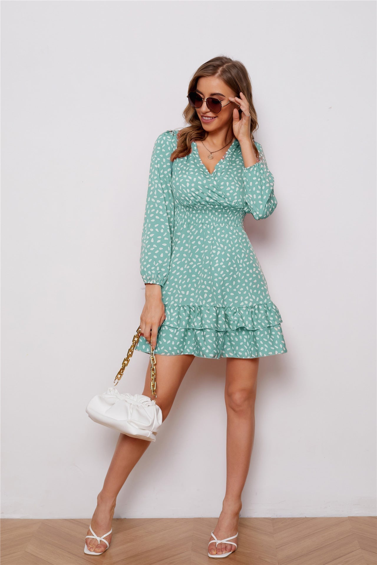 Metallic Cassy Detailed Mini Dress Teal FINAL