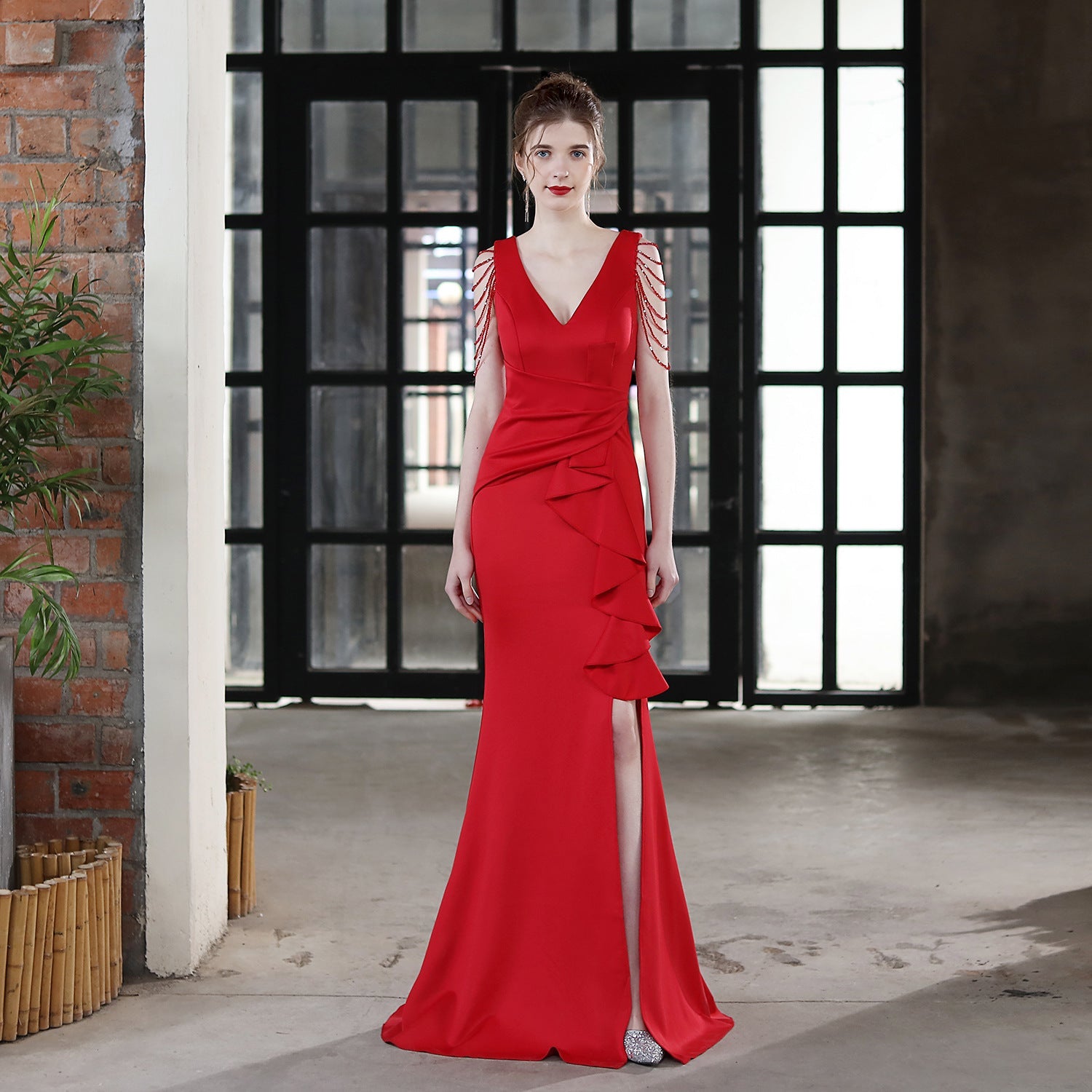 Toast Dress Bride Extended Sling Appreciation Dinner Slim-Fit Fishtail Wedding Car Model Exhibition Dress